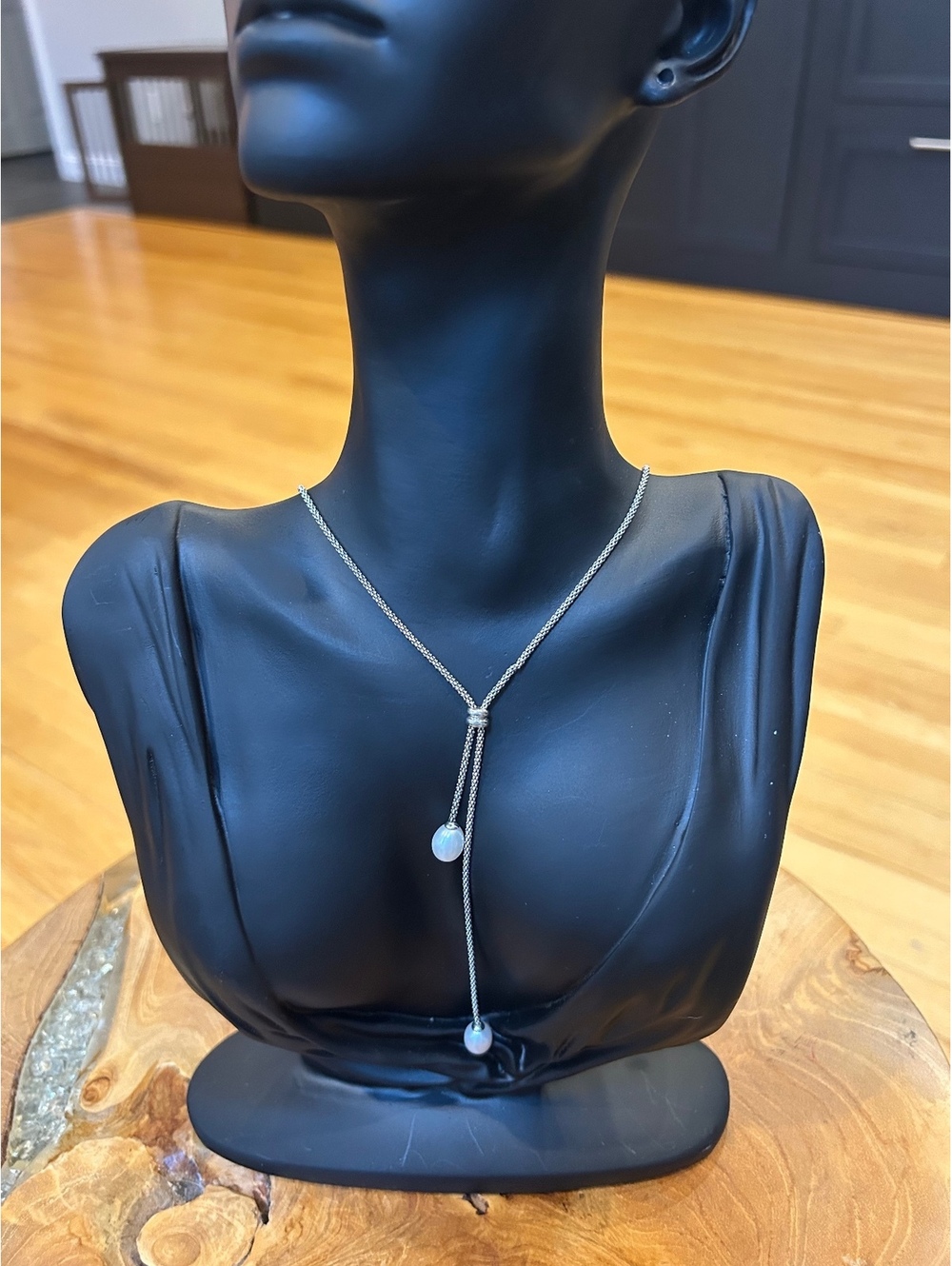 7-8mm White Cultured Freshwater Pearl Sterling Silver Necklace adjustable